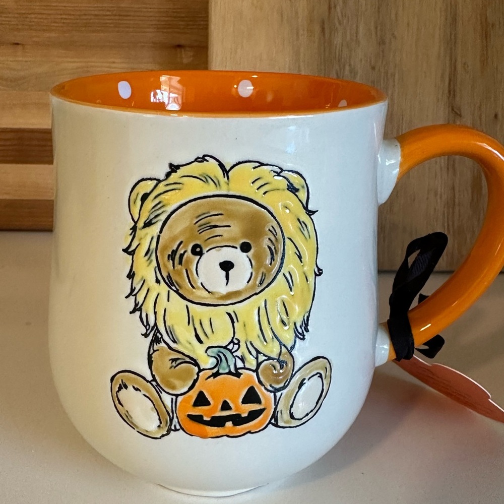 Cute Lion Halloween Mug with Orange Interior